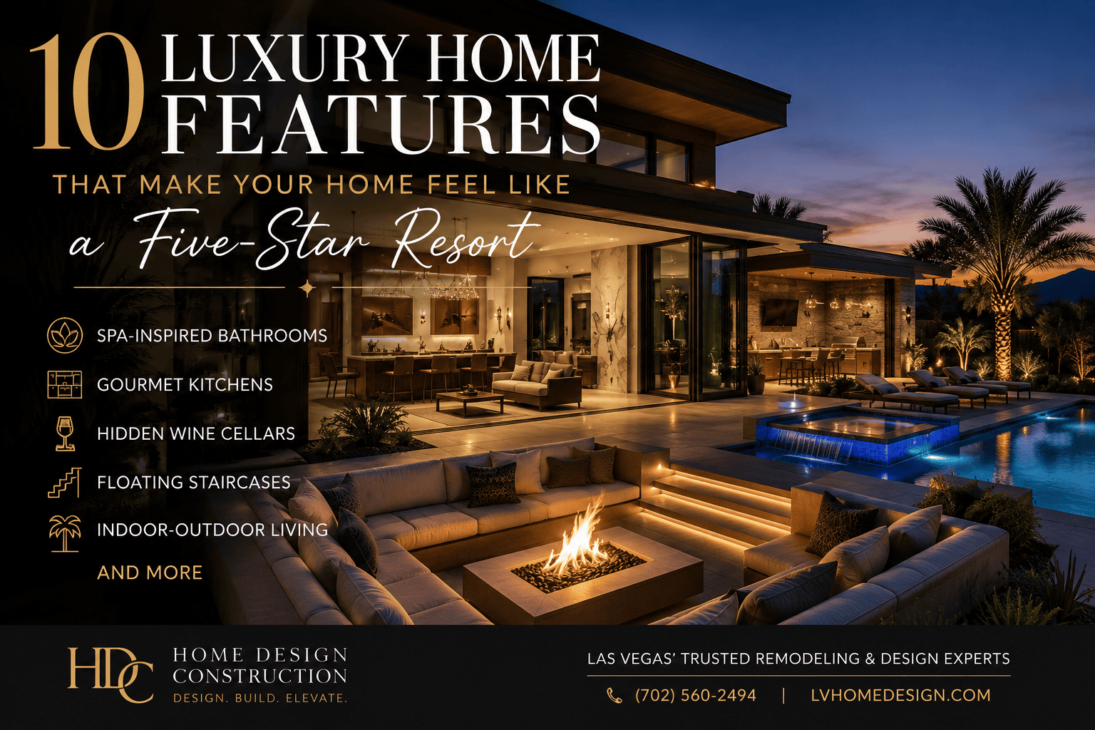 Luxury home featuring a resort-style backyard, pool, and outdoor living space in Las Vegas.